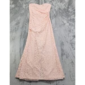 David's Bridal Strapless Lace Dress Size 10 Pink‎ Sweetheart Neckline Formal